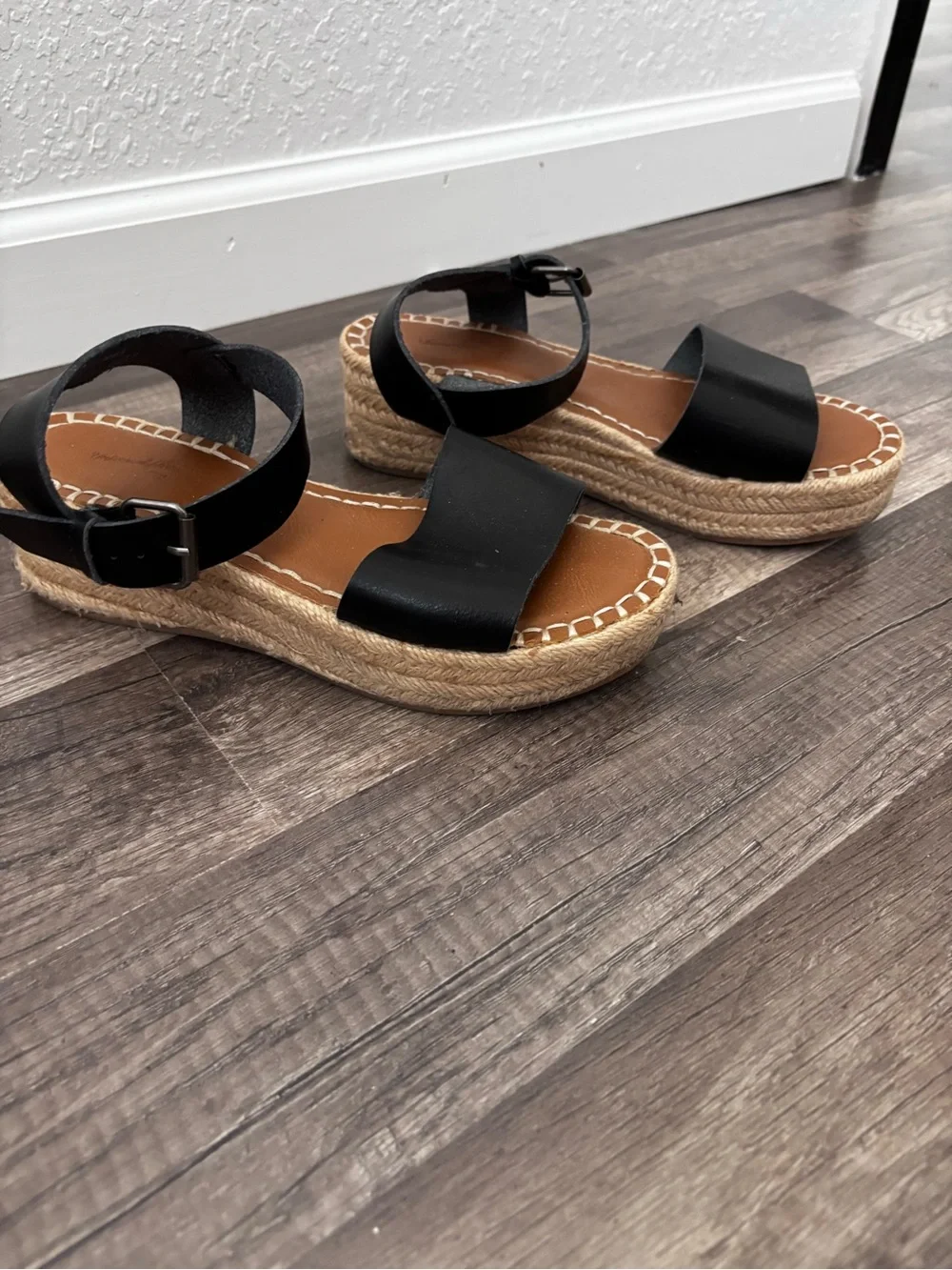 Women's Black Espadrille Platform Sandals